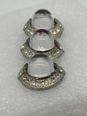 Vintage 1930s Art Deco Carl Art Dress Clip Pot Metal High Dome Unfoiled Cabochon
