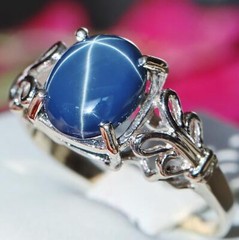 10k white gold ring 2.5ct natural blue star diffused sapphire sz 9 antique 3.4gr