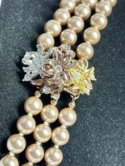 Nolan Miller 3 Strand Faux Pearl Necklace 17” Long 195 Grams