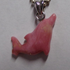 Vintage Pink Dolphin On 15 5/8″ Ball Chain Necklace – Marked .925, KC & Italy
