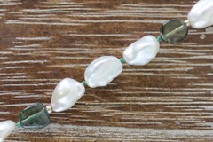 VINTAGE TOURMALINE PEARL STERLING SILVER 925 BEADED BRACELET 8″ STACK TOGGLE