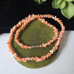 Vintage Angel Skin Coral Nuggets Choker Necklace 16″L
