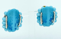 Porcelain Hand Painted Enamel Russian Rostov Finift Vintage earrings USSR Soviet