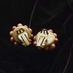 VINTAGE BEADED CLIP ON EARRINGS LOT ONE SIGNED WEST GERMANY