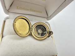 Antique Victorian Child Pic Blank Monogram Gold Filled Locket Pendant Charm Read