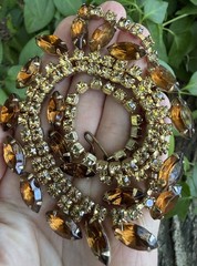 Vintage Two tone Brown Rhinestone Necklace Jewelry