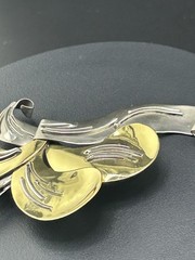 Ruth Rosenfeld Mixed Metal Modernist Brooch 4”