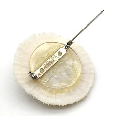 Round White Coral AB Rhinestones & Pearls Brooch Pin
