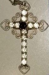 Vintage Gold Electroplate Crystal & Garnet Cross J I Lind Australia