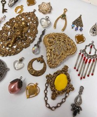 Lot Vtg & Modern Victorian Art Deco Style Pendants Findings Jewelry Craft A1