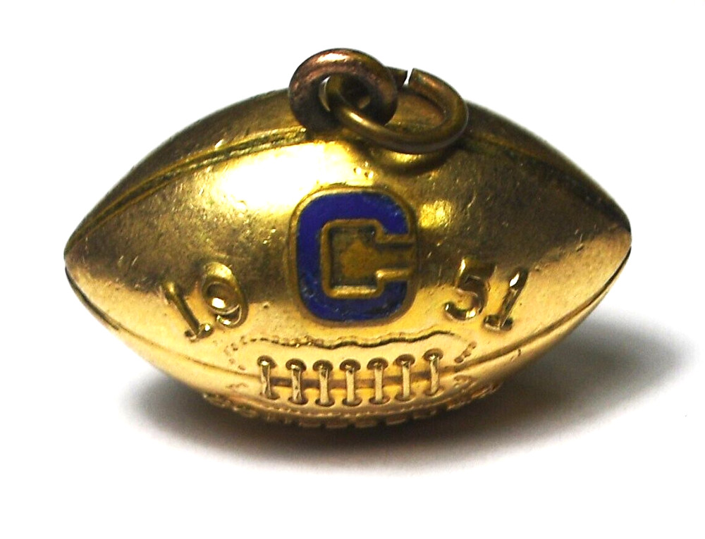 1951 Blue C Enamel GF Conference Champions Football Charm 24mm x 19mm Mono Big 8