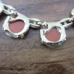Vintage Thermoset Necklace Red Gold Tone 18 Inch