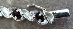Vintage Signed FAS 925 Sterling Silver Garnet Gemstone Bracelet Estate Find