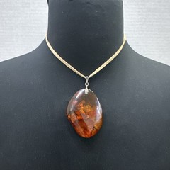 Baltic Amber Dried Plant Resin Adjustable Rope Necklace 925 Bail (22.83g)
