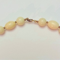 Vtg Faux Ivory Bead Necklace Pendant Boho Chic Bohemian Tribal Bead Beaded