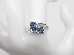 Vintage $6000 1.85ct NO HEAT Blue Sapphire Diamond 14k White Gold BYPASS Ring