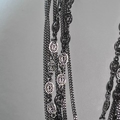 Vtg Silver Tone Layered Multi Strand Curb Chain Collar Necklace 14 Inch