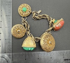 Vintage Etruscan Revival Huge Charm Bracelet 7” J110