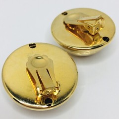 Vintage Hammered Gold Clip On Earrings Domed Round Button