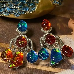 Vintage Abstract Statement Earrings Colorful Lucite Art Runway Jewelry