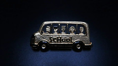 Vintage Gold Enamel School Bus Brooch Pin 4.5cm BB5
