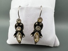 Vintage Earrings Sterling Silver 925 Citrine Anglesite Gemstone French Wire Hook