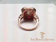 3.2Ct Vintage Art Deco Style Ruby & Lab Created Diamond Wedding 14K Gold FN Ring