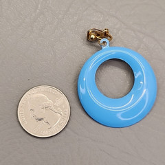Vintage Hoop Clip Earrings Blue Enamel Dangles 1968