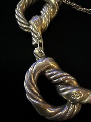 Vintage “RARE ” 925 Sterling Silver W/touch Gold 5 Knotted Rope Necklace 15.5
