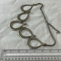 Vintage Teardrop Bib Statement Necklace Hammered Silver-Tone Metal