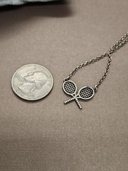 Vintage Dyadema Italy 925 Tennis Pendant Necklace 16″ To 17.75″ VGUC
