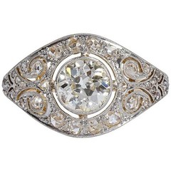 Art Deco Vintage 2.30 Ct White Diamond Wedding Ring 14K Yellow Gold Plated