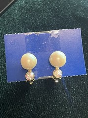 Vintage Inspired Faux Pearl And Rhinestone Clip On Earrings Glamorous Fashion