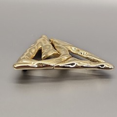 Vintage Torino Brooch Abstract Triangular Brutalist Gold Tone 2″