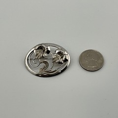 Vintage Modernist Sterling Silver Flower Brooch Organic Modernism Mid Century