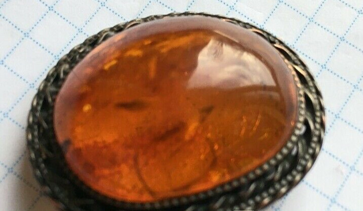Vintage Amber brooch made in the USSR 1950-1960s jl472