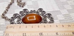 Vintage Art Deco Latvia Filigree Amber Pendant Necklace 60’s