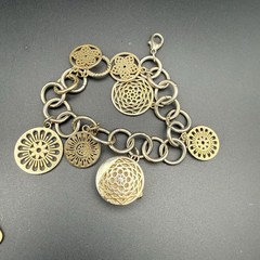 Vintage Gold Tone Boho Jewelry Lot Necklace Locket Earrings Charm Bracelet Watch