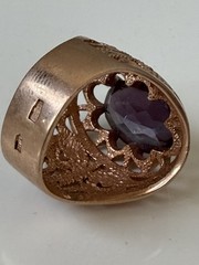 Vintage USSR 14K 583 Gold Alexandrite Ring Soviet Russian Jewelry