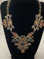 Color Burst Statment Necklace 19” Fun Funky Playful Multi Colors
