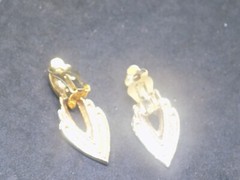 2 Tone Silver & Goldtone Dangle Drop Clip On Earrings 1.75″ (509)
