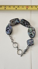 VINTAGE ABALONE 925 STERLING SILVER BRACELET 7+8 Inch Adjustable GORGEOUS…
