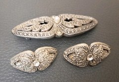 Vintage Marcasite Silver Brooch WITH MATCHING Earrings