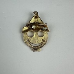 Halloween Gold Brooch With Scarecrow