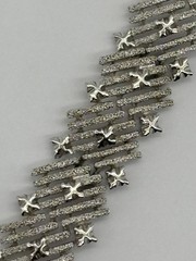 Vintage 1960s Trifari Bracelet Textured Silvertone Metal Links Components Signed