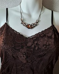 Givenchy Gold Silk Frontal Necklace Rhinestones Amber Pale Pink & White Stones
