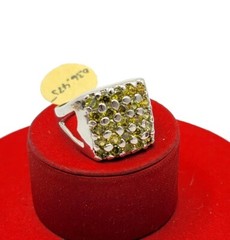 Vtg Sz 7 Ring Green Cubic Zirconia High-end Unique Fashion Jewelry Beauty Glam