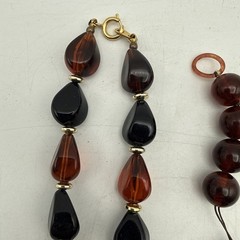 Vintage MCM Mixed Jewelry Lot Necklace, Clip on Earrings – Brown