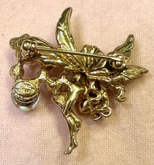 Rare Kirk’s Folly Fairy/Angel w/ Aurora Borealis Crystal Balls & Heart Brooch