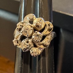 Vintage 14K White Gold Cocktail Ring with Diamonds (Size 5.25)